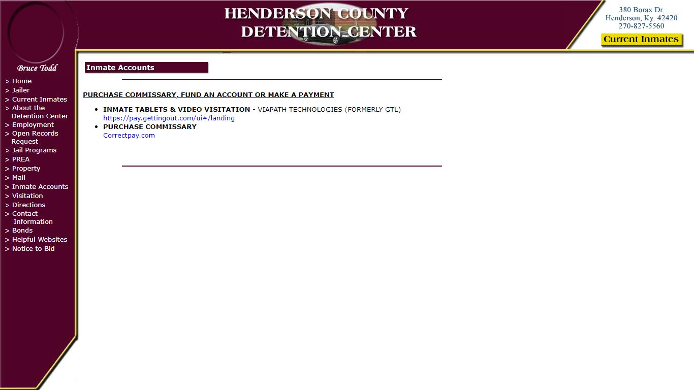 Henderson County Detention Center - Inmate Accounts