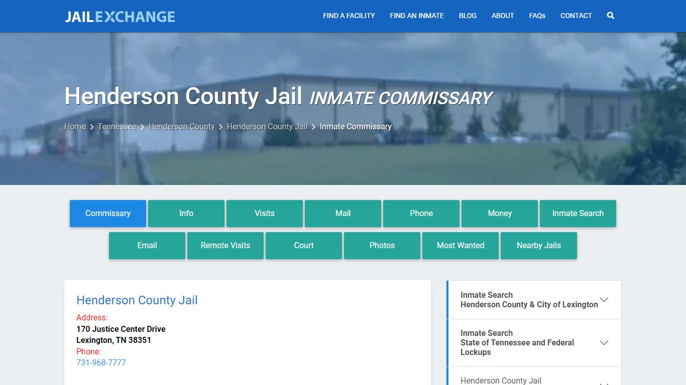 Inmate Commissary, Care Packs - Henderson County Jail, TN - Jail Exchange