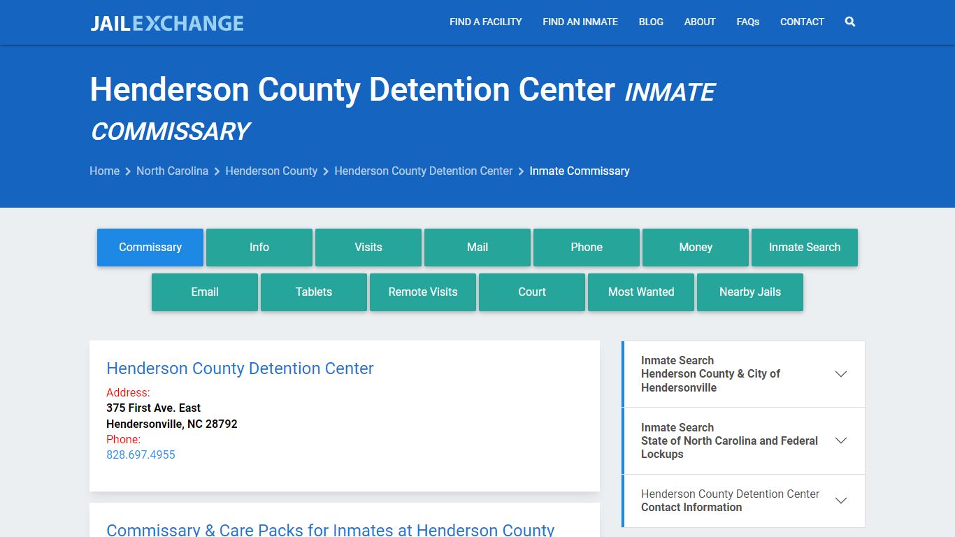 Henderson County Detention Center Inmate Commissary